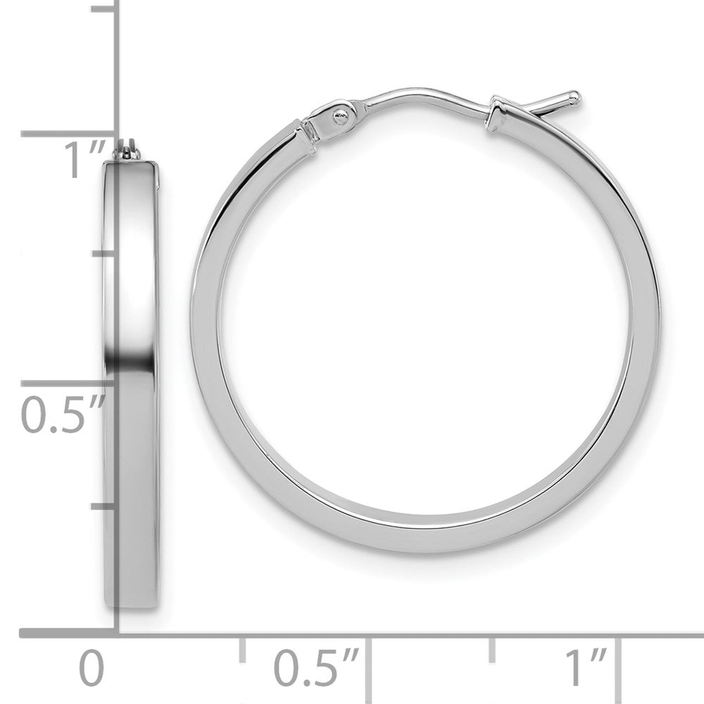 14K Weißgold Quadratisch Röhre Rund Creolen