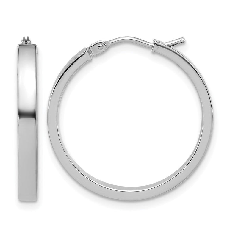 14K Weißgold Quadratisch Röhre Rund Creolen