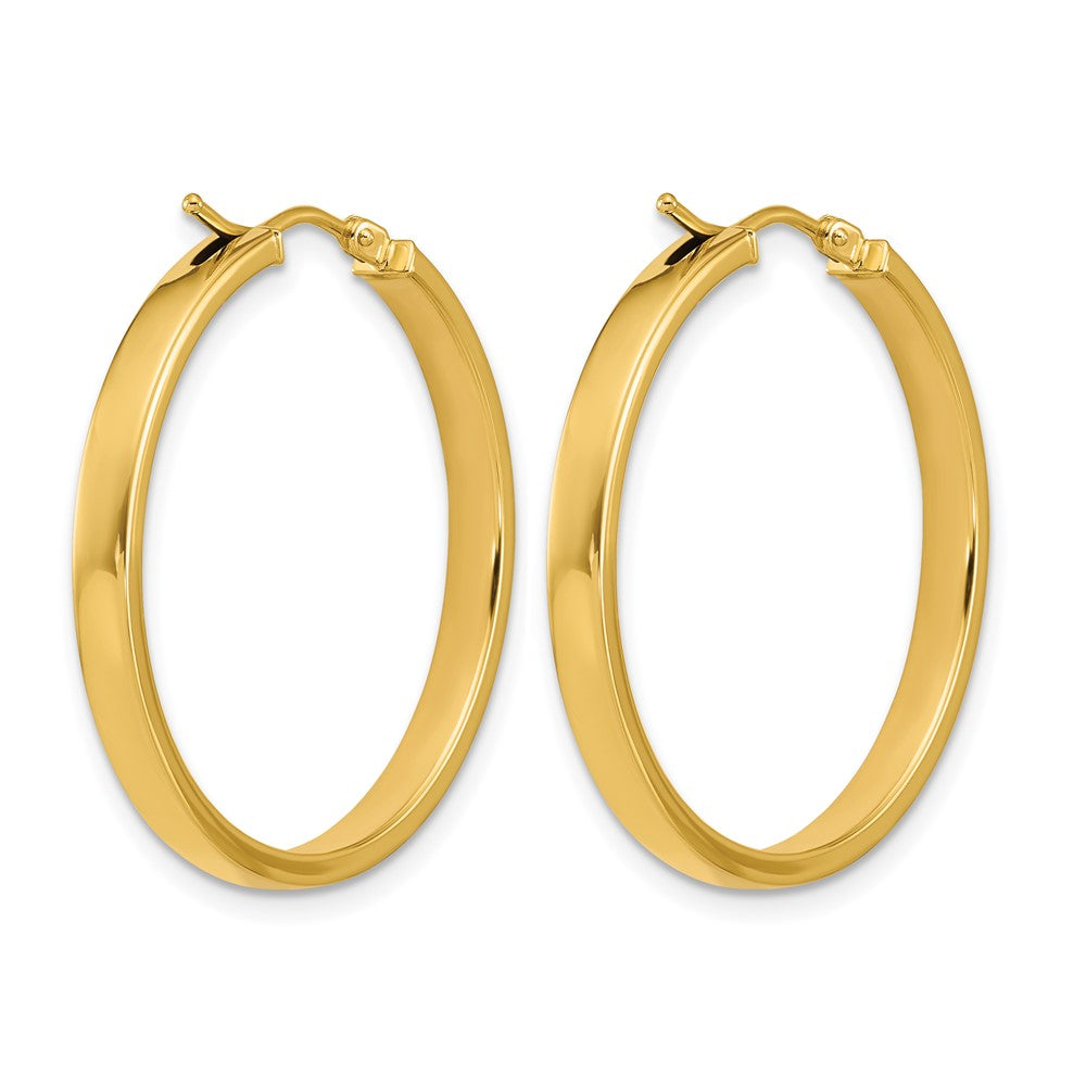 14K Gelbgold Poliert Quadratisch Röhre Rund Creolen