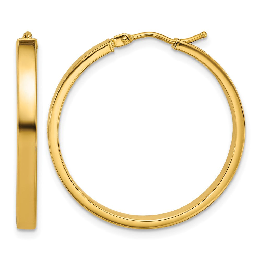 14K Gelbgold Poliert Quadratisch Röhre Rund Creolen