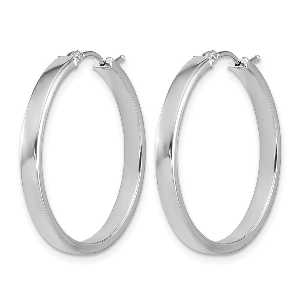 14K Weißgold Quadratisch Röhre Rund Creolen