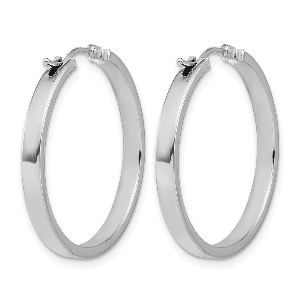 14K Weißgold Quadratisch Röhre Rund Creolen