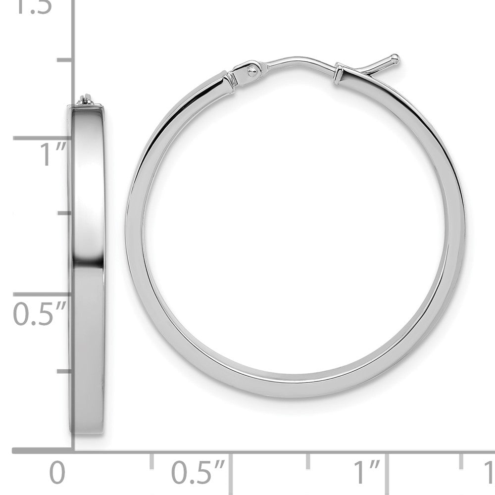 14K Weißgold Quadratisch Röhre Rund Creolen