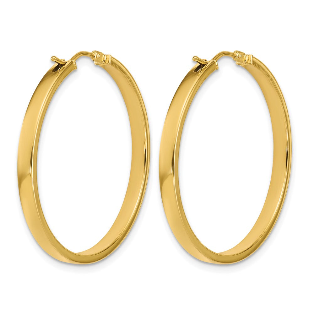 14K Gelbgold Poliert Quadratisch Röhre Rund Creolen