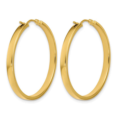 14K Gelbgold Poliert Quadratisch Röhre Rund Creolen