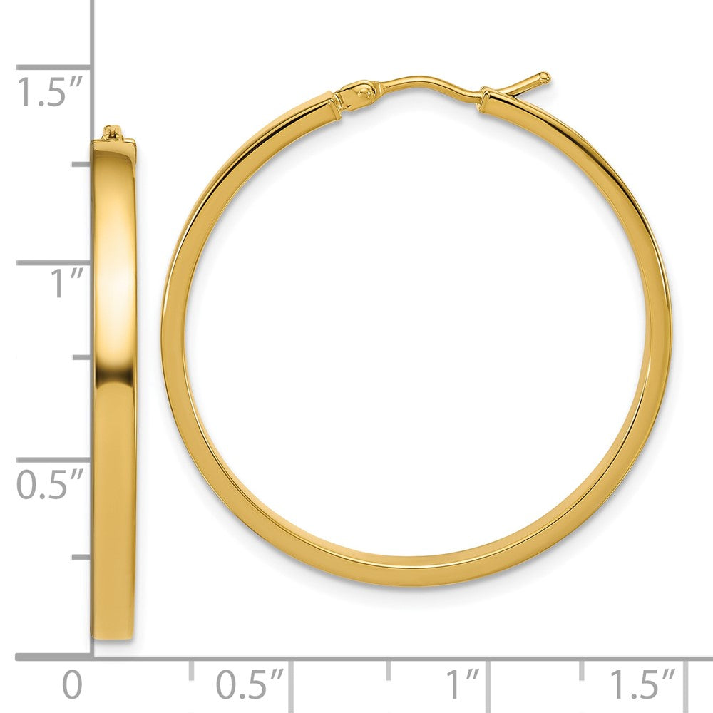 14K Gelbgold Poliert Quadratisch Röhre Rund Creolen