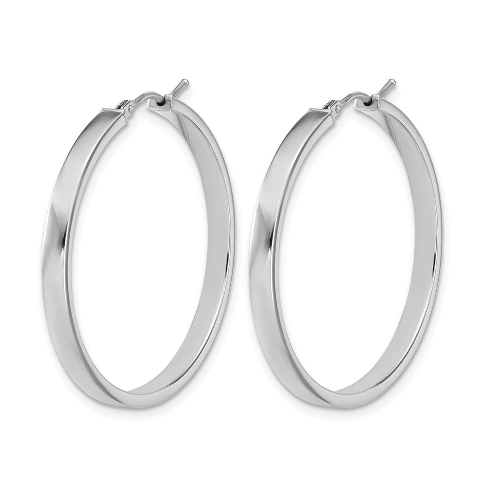 14K Weißgold Quadratisch Röhre Rund Creolen