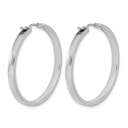 14K Weißgold Quadratisch Röhre Rund Creolen