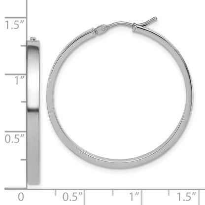 14K Weißgold Quadratisch Röhre Rund Creolen