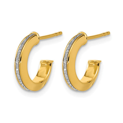 14K Gelbgold Poliert Glimmer Infused J Creole Ohrstecker