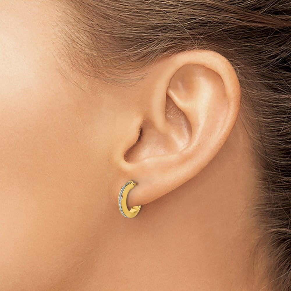 14K Gelbgold Poliert Glimmer Infused J Creole Ohrstecker
