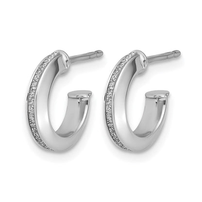 14K Weißgold Poliert Glimmer Infused J Creole Ohrstecker