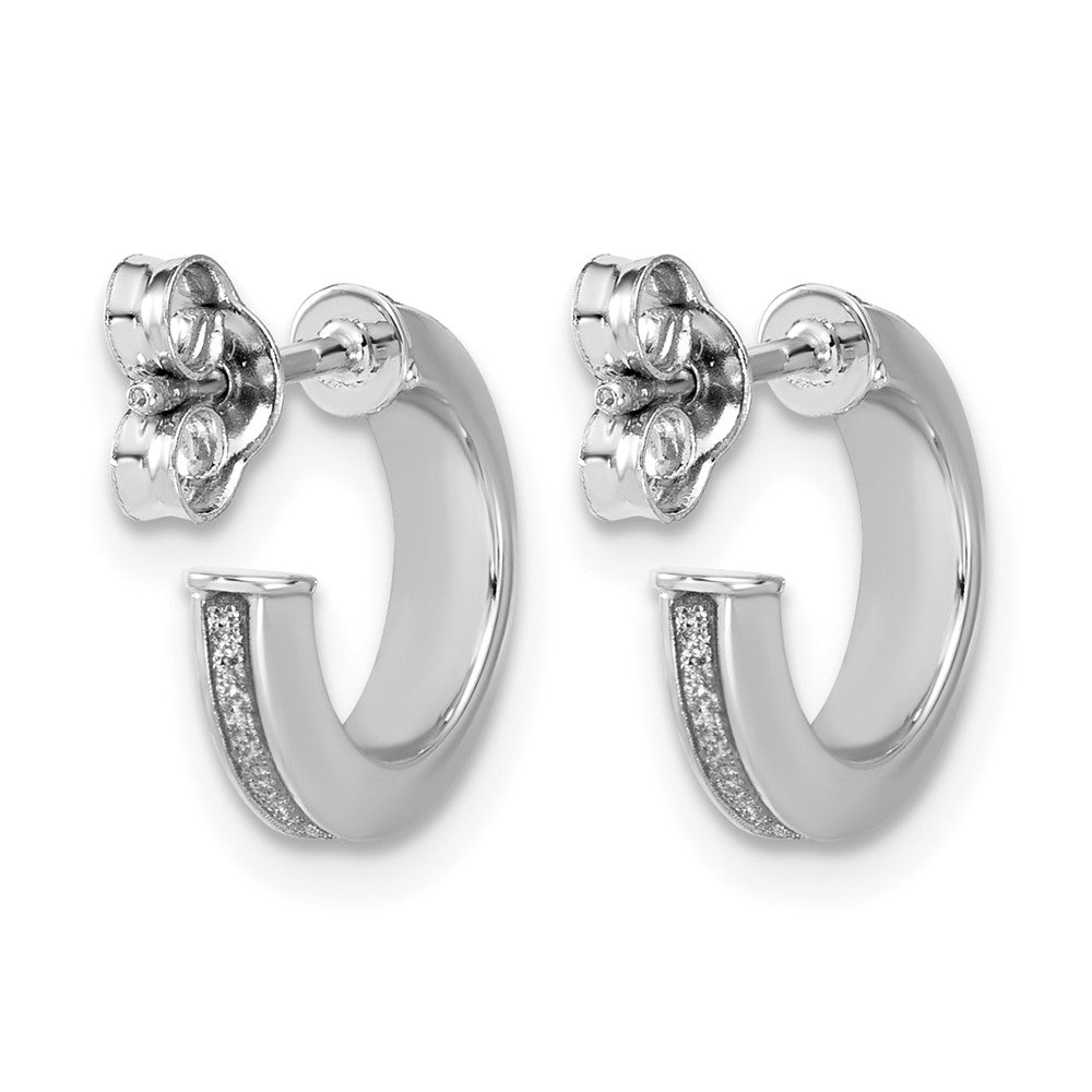14K Weißgold Poliert Glimmer Infused J Creole Ohrstecker