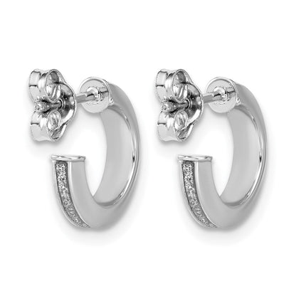 14K Weißgold Poliert Glimmer Infused J Creole Ohrstecker