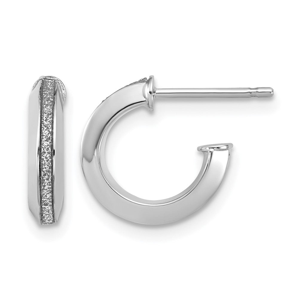 14K Weißgold Poliert Glimmer Infused J Creole Ohrstecker