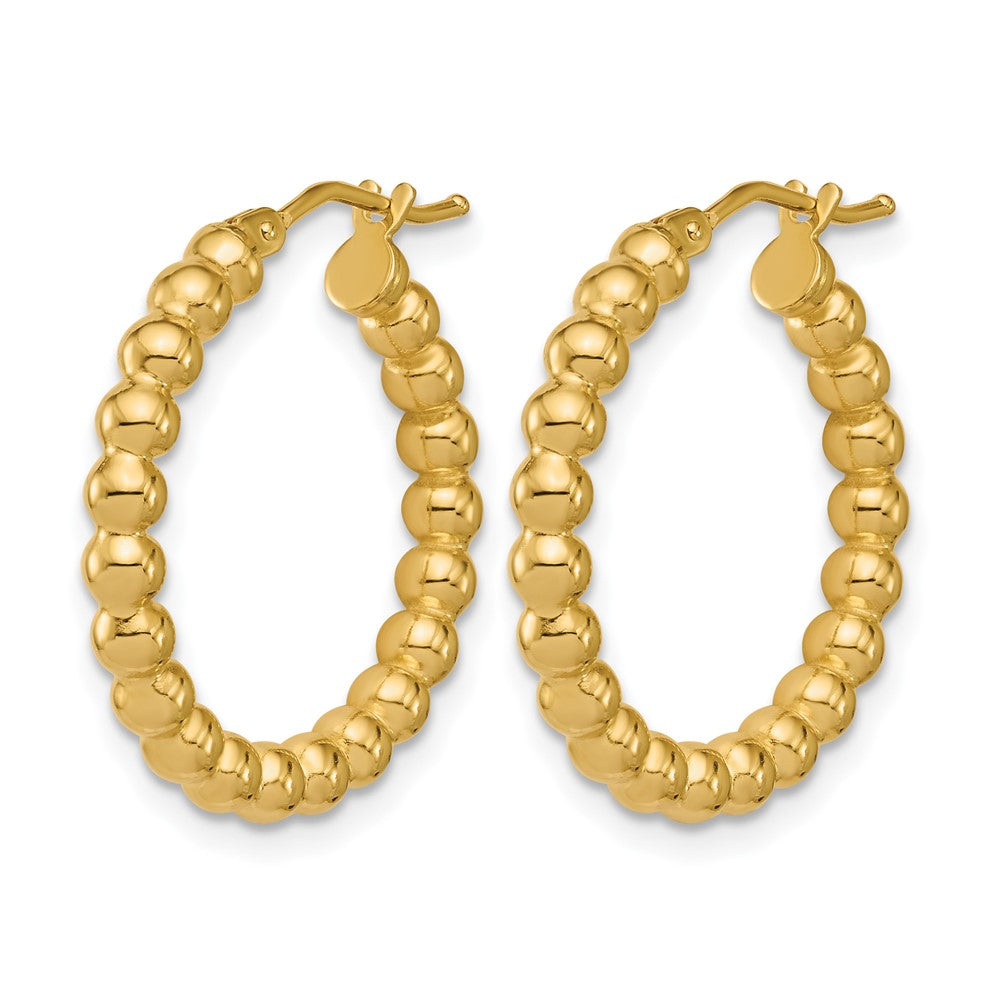 14K Gelbgold Poliert Gekugelt Rund Creolen