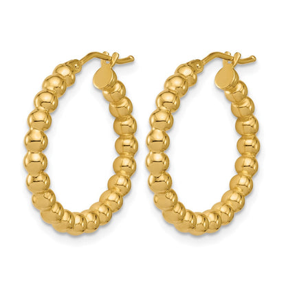 14K Gelbgold Poliert Gekugelt Rund Creolen