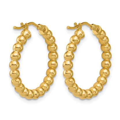14K Gelbgold Poliert Gekugelt Rund Creolen