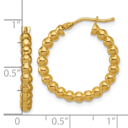 14K Gelbgold Poliert Gekugelt Rund Creolen