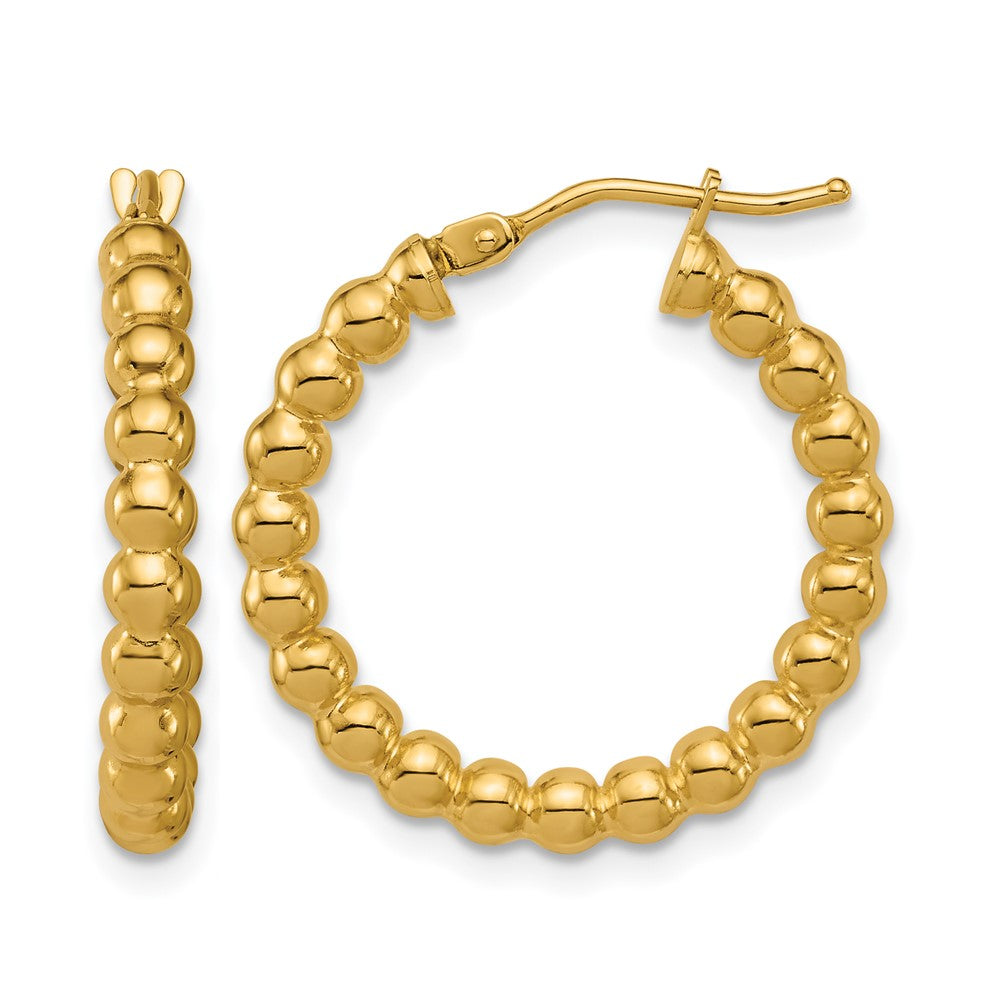 14K Gelbgold Poliert Gekugelt Rund Creolen
