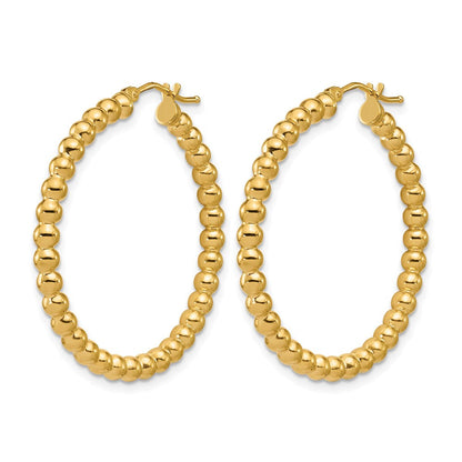 14K Gelbgold Poliert Gekugelt Rund Creolen