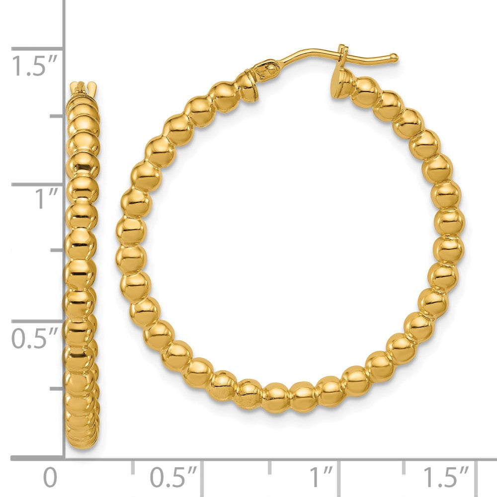 14K Gelbgold Poliert Gekugelt Rund Creolen