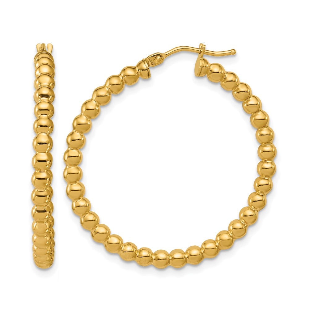 14K Gelbgold Poliert Gekugelt Rund Creolen