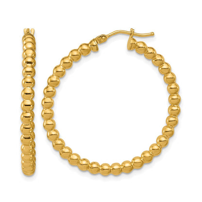 14K Gelbgold Poliert Gekugelt Rund Creolen