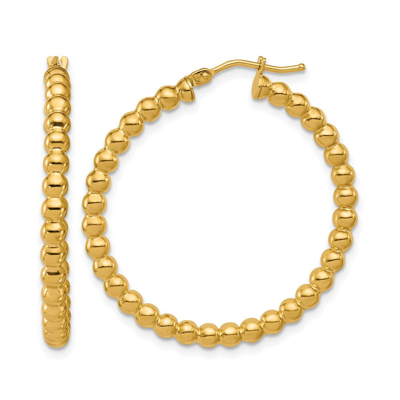 14K Gelbgold Poliert Gekugelt Rund Creolen