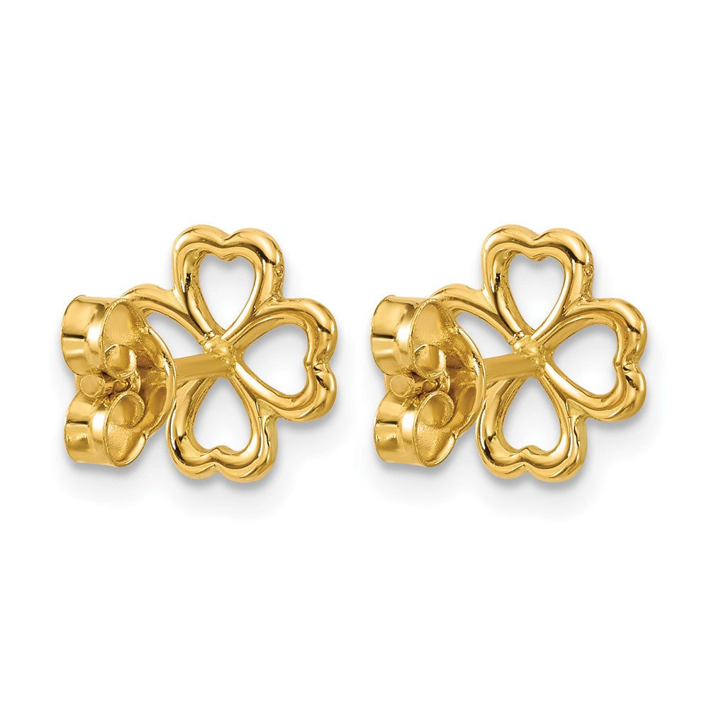 14K Gelbgold Poliert 4 Blatt Klee Ohrstecker