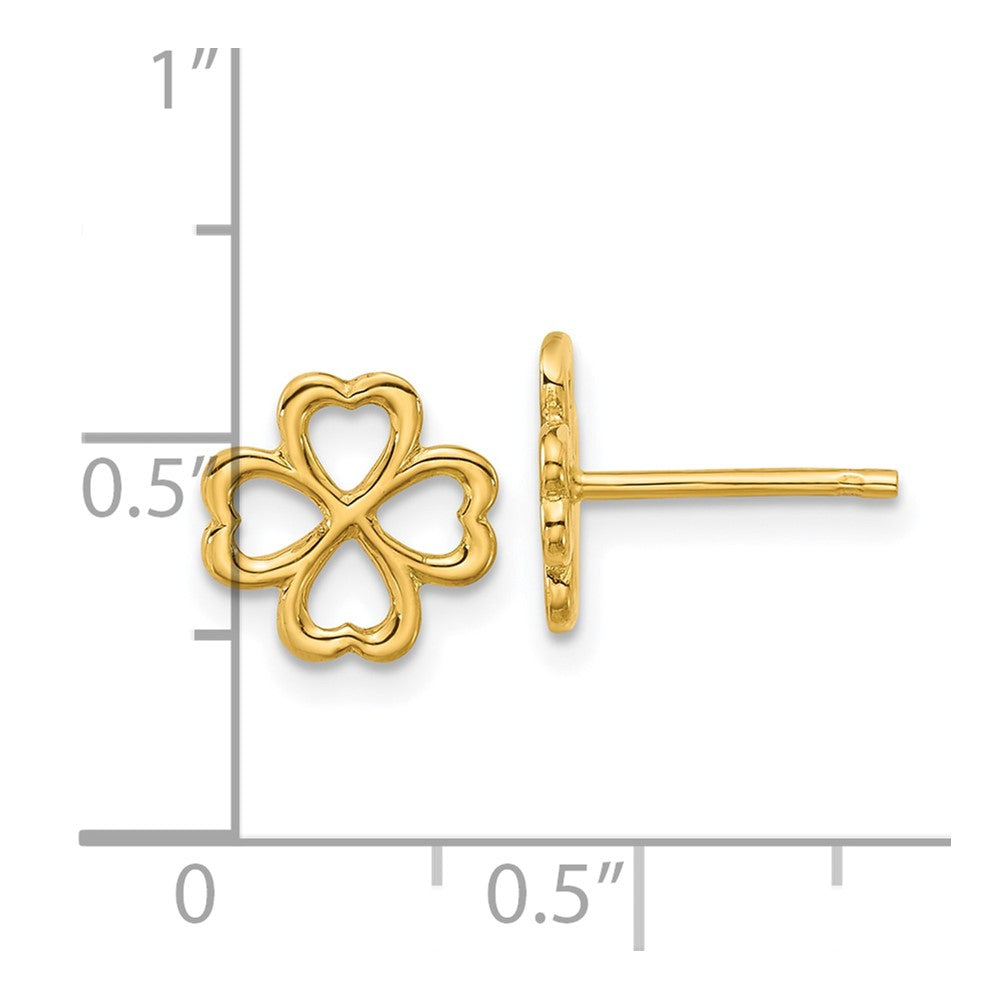 14K Gelbgold Poliert 4 Blatt Klee Ohrstecker