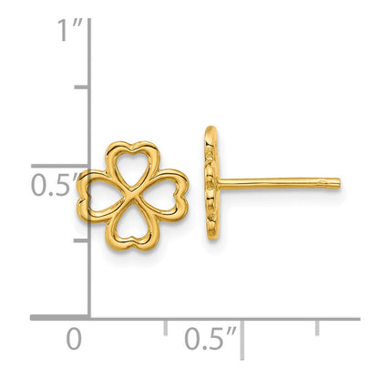 14K Gelbgold Poliert 4 Blatt Klee Ohrstecker