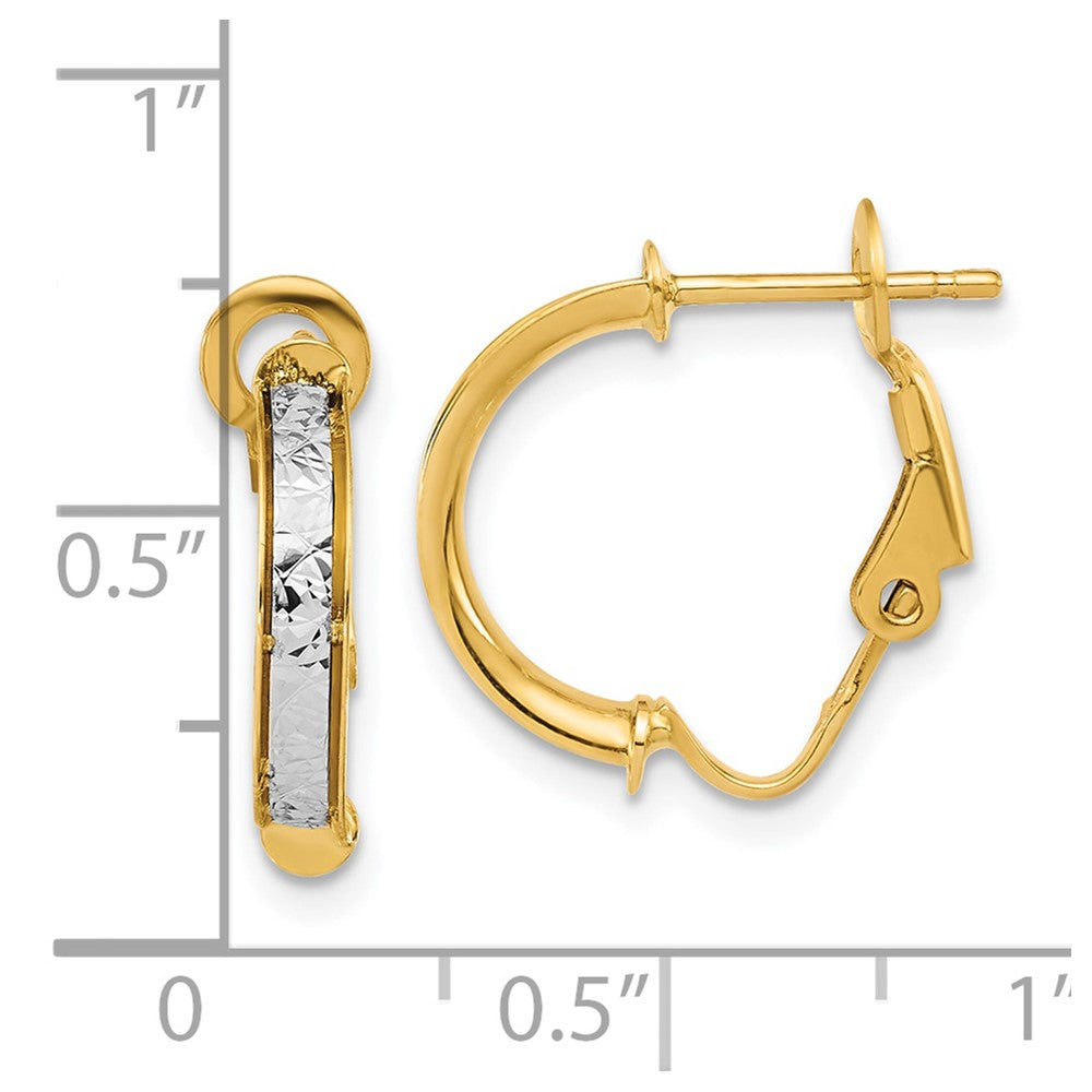 14K Bicolor Poliert / Diamantiert Omega Rückseite Ohrringe