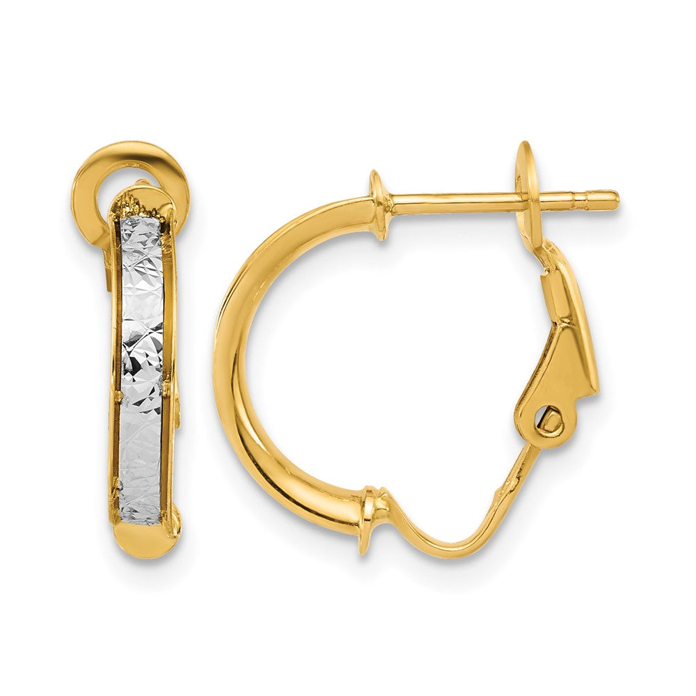 14K Bicolor Poliert / Diamantiert Omega Rückseite Ohrringe