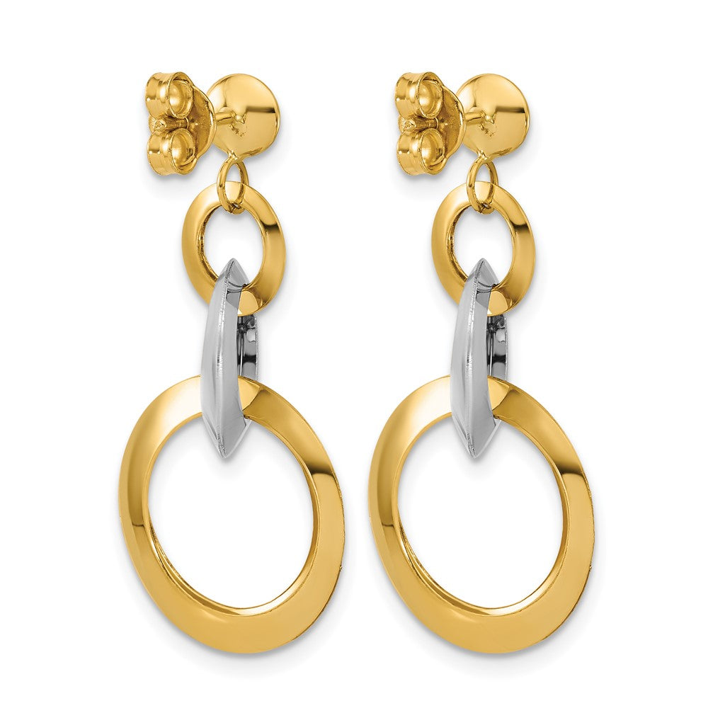 14K Bicolor Poliert Kreis Glieder Hängend Ohrstecker