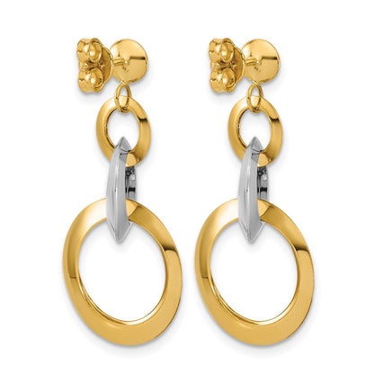 14K Bicolor Poliert Kreis Glieder Hängend Ohrstecker