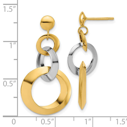 14K Bicolor Poliert Kreis Glieder Hängend Ohrstecker