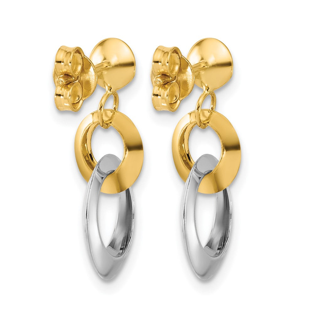 14K Bicolor Poliert Kreis Glieder Hängend Ohrstecker