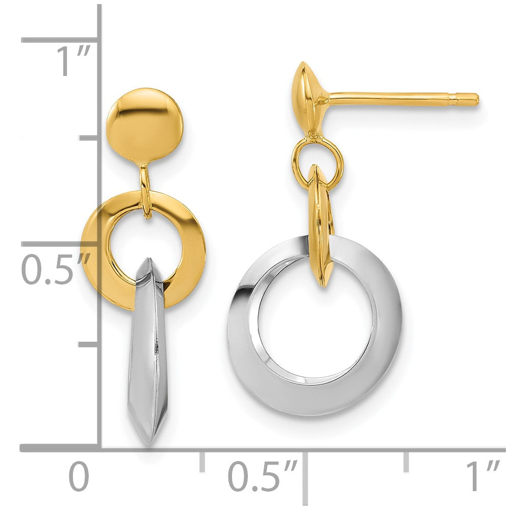 14K Bicolor Poliert Kreis Glieder Hängend Ohrstecker