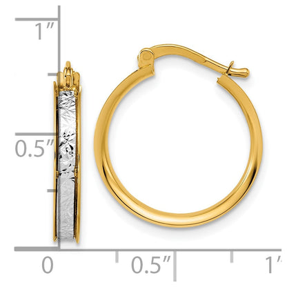 14K Bicolor Poliert / Diamantiert Rund Creolen