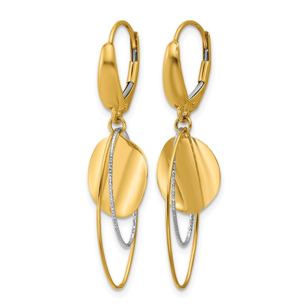 14K Bicolor Poliert / Diamant Schliff Hängend Ohrhänger mit Brisur