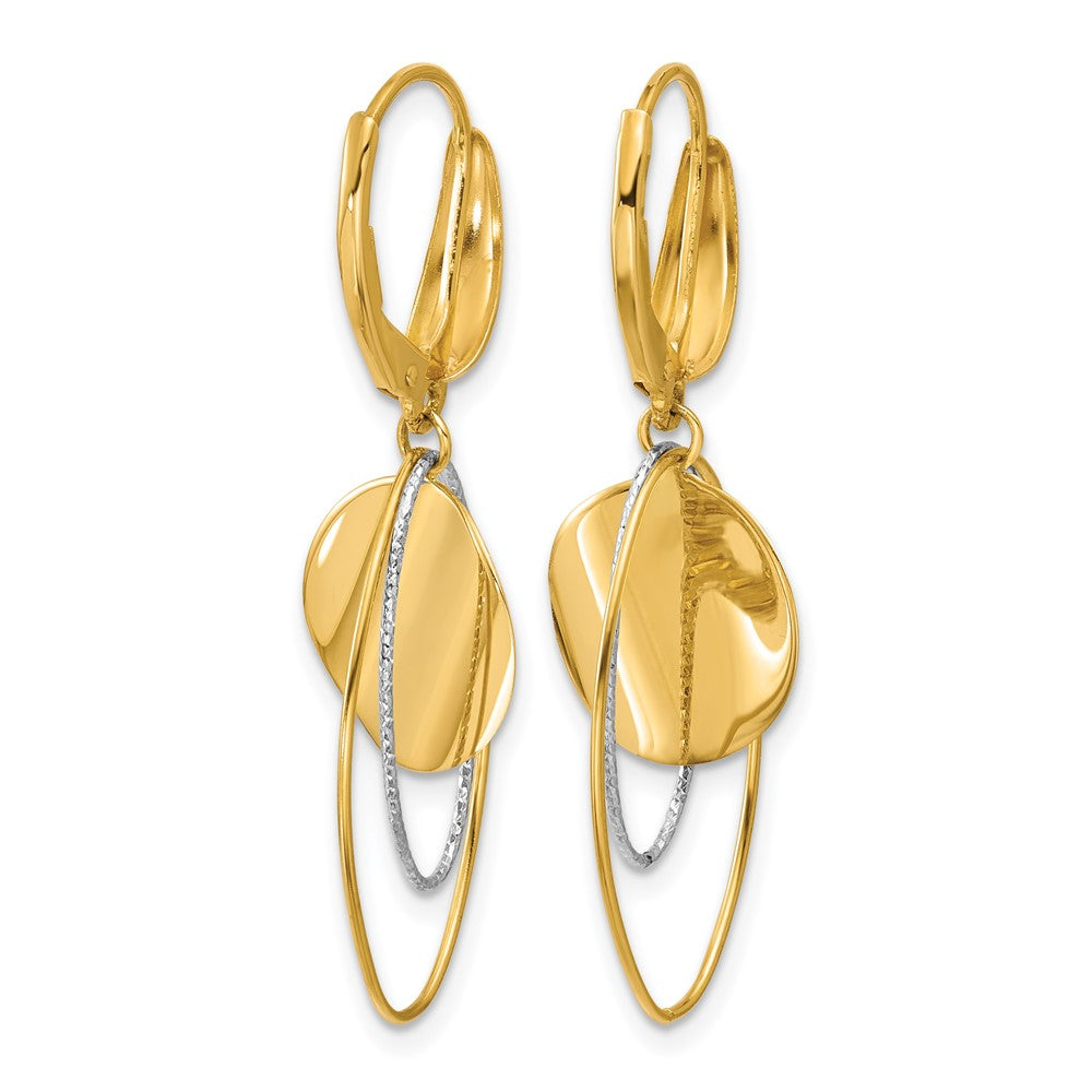 14K Bicolor Poliert / Diamant Schliff Hängend Ohrhänger mit Brisur