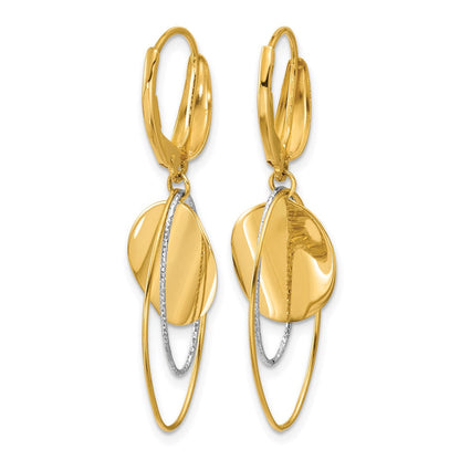 14K Bicolor Poliert / Diamant Schliff Hängend Ohrhänger mit Brisur
