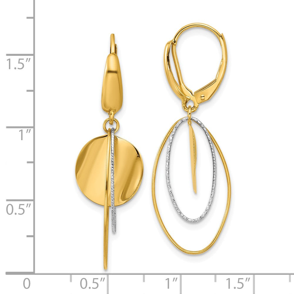 14K Bicolor Poliert / Diamant Schliff Hängend Ohrhänger mit Brisur