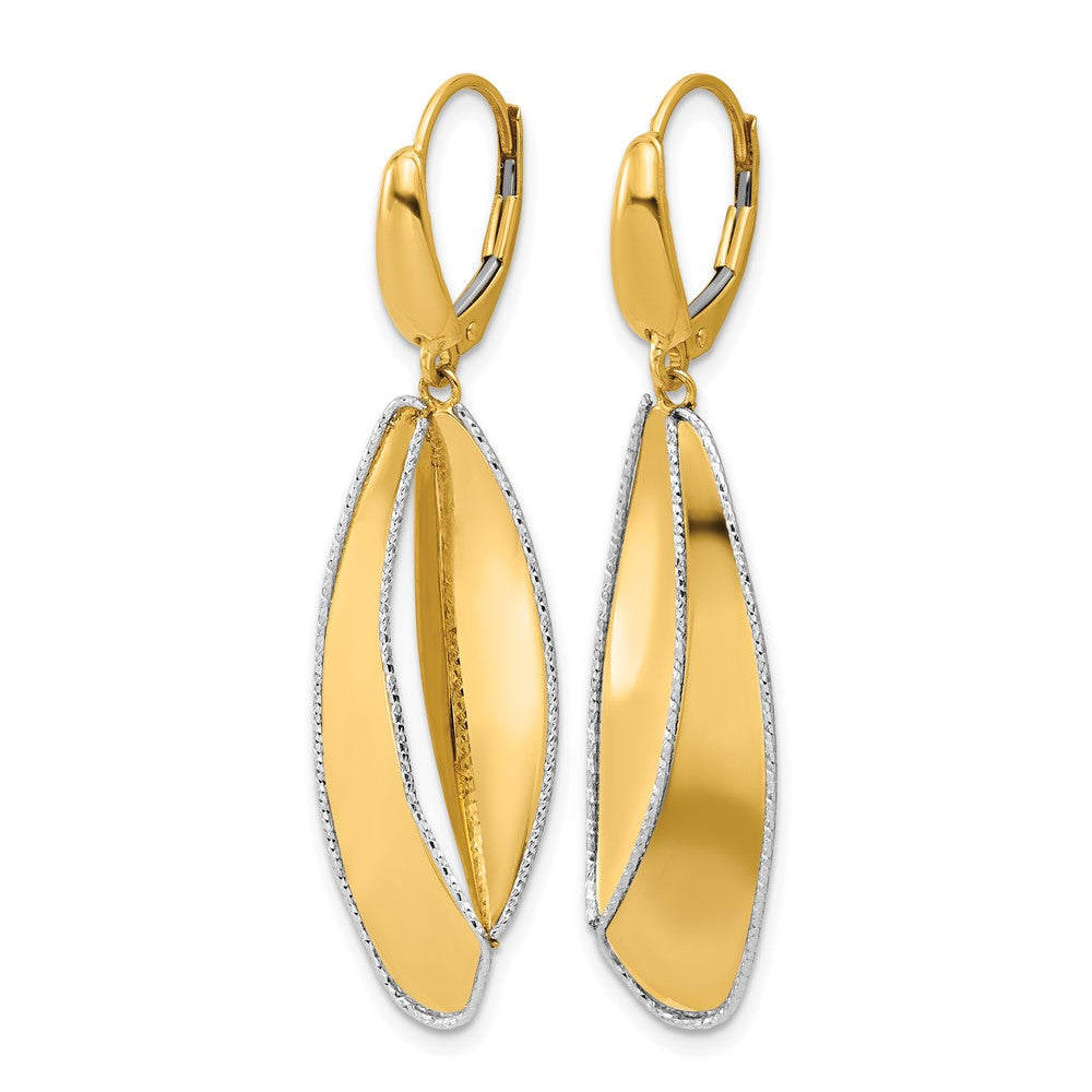 14K Bicolor Poliert / Diamant Schliff Hängend Ohrhänger mit Brisur