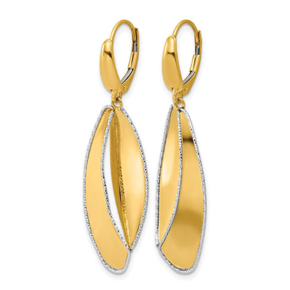 14K Bicolor Poliert / Diamant Schliff Hängend Ohrhänger mit Brisur