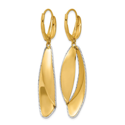 14K Bicolor Poliert / Diamant Schliff Hängend Ohrhänger mit Brisur