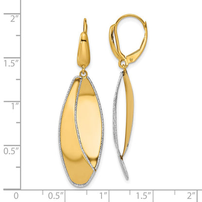 14K Bicolor Poliert / Diamant Schliff Hängend Ohrhänger mit Brisur