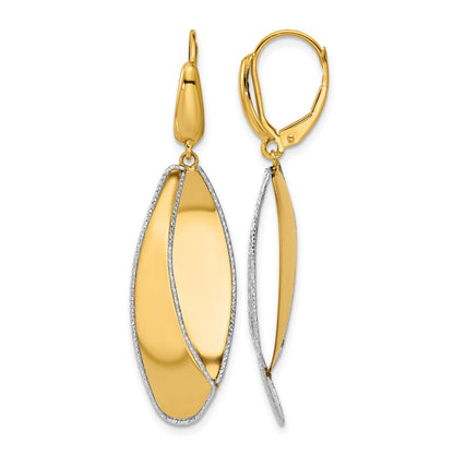14K Bicolor Poliert / Diamant Schliff Hängend Ohrhänger mit Brisur