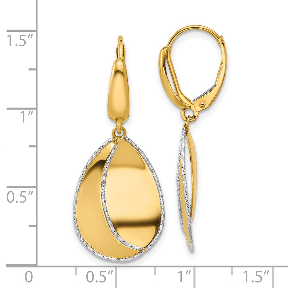 14K Bicolor Poliert / Diamant Schliff Hängend Ohrhänger mit Brisur